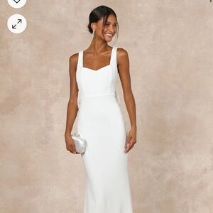 Romantic Glow White Backless Pearl Bow Maxi Dress